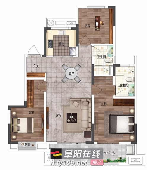 户型装修示意图,仅供参考)新城·阜阳大都会建筑面积约98-129㎡河景